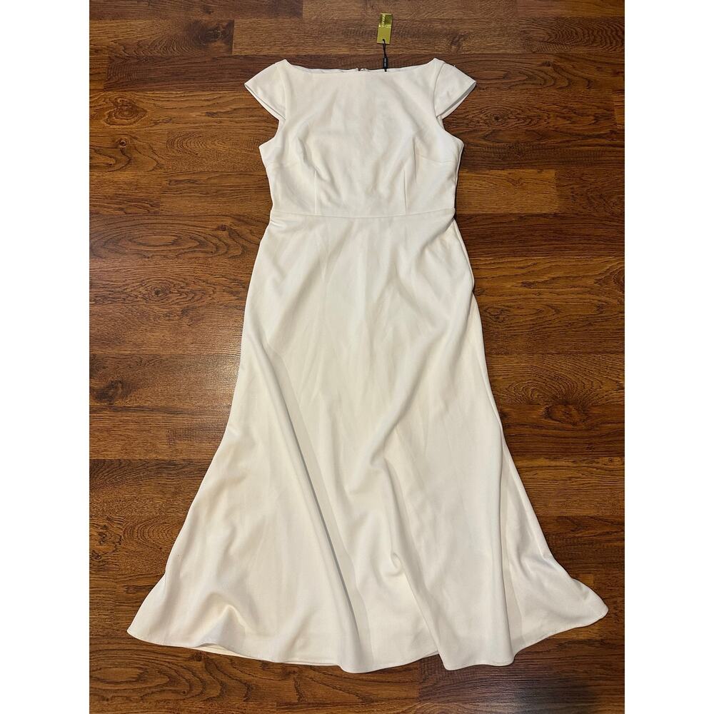 Alexia Admor Loreli Boat Neck Midi Dress Ivory Small NWT Elegant Classic Dress
